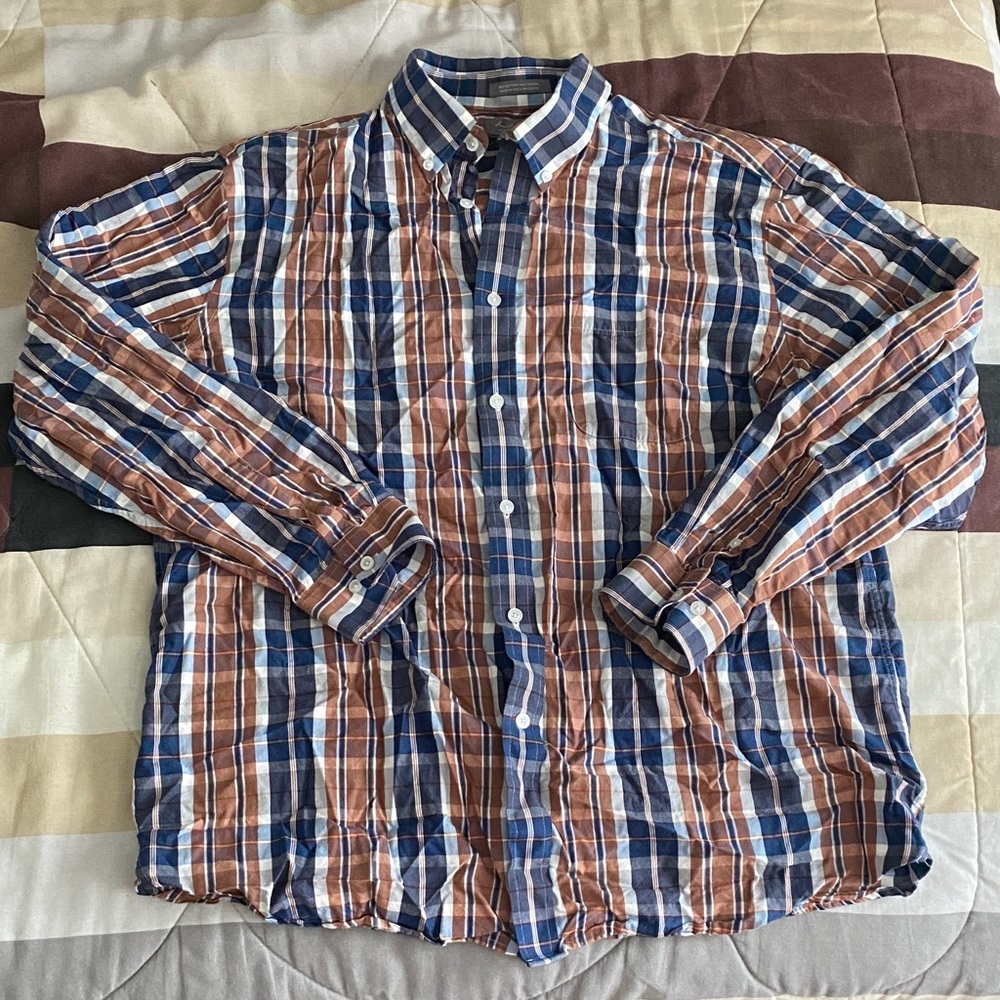 Daniel Cremieux Blue and Brown Plaid Casual Shirt
